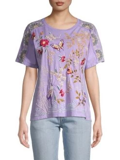 JOHNNY WAS OSAKA RAW SEAM DOLMAN TEE -Western Fashion 0400018690931 VIOLET A1