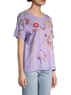 JOHNNY WAS OSAKA RAW SEAM DOLMAN TEE -Western Fashion 0400018690931 VIOLET A2