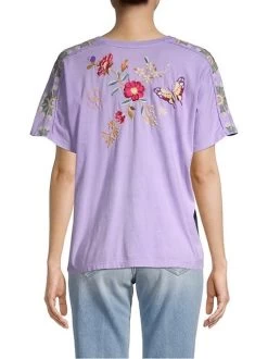 JOHNNY WAS OSAKA RAW SEAM DOLMAN TEE -Western Fashion 0400018690931 VIOLET A3