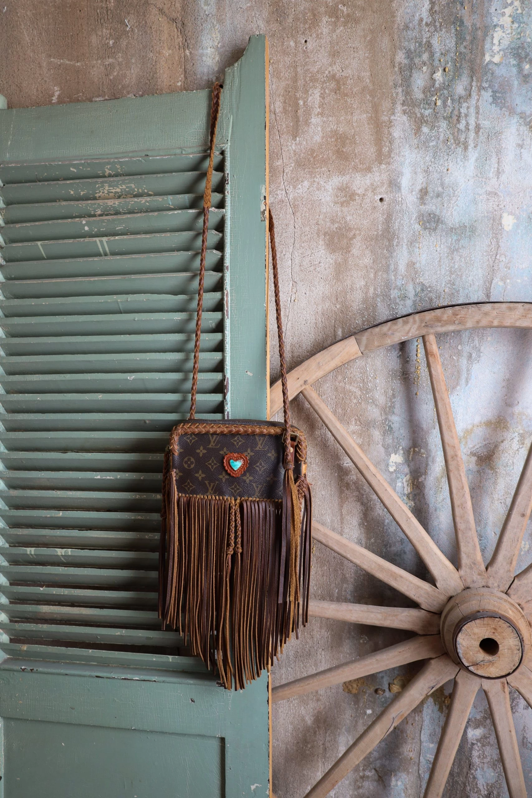 LEATHER AND VODKA MARLY CAMEL FRINGE 20CT KINGMAN TURQUOISE BAG 6 LEATHER AND VODKA MARLY CAMEL FRINGE 20CT KINGMAN TURQUOISE BAG - Image 4