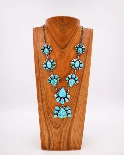 Turquoise Blossom Necklace And Earring Set -Western Fashion 0D6A0663