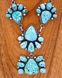 Turquoise Blossom Necklace And Earring Set -Western Fashion 0D6A0665