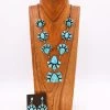 Turquoise Blossom Necklace And Earring Set -Western Fashion 0D6A0669