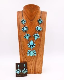 Turquoise Blossom Necklace And Earring Set