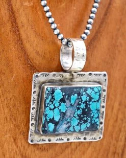 Richard Schmidt Rectangle On Rectangle Turquoise Pendant -Western Fashion 0D6A1891