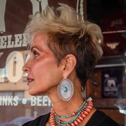 EXTRA LARGE CONCHO WITH TURQUOISE OVAL POST EARRINGS -Western Fashion 0D6A4536 61547c08 3483 41fe 9c1e 7d249b938064