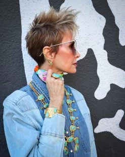 CHRISTINA GREENE SQUASH BLOSSOM TURQUOISE NECKLACE -Western Fashion 0D6A9174