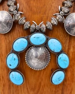 LARGE TURQUOISE NAJA & COINS NECKLACE -Western Fashion 124 e42d5bb2 1bf4 476b 9101 772482630563