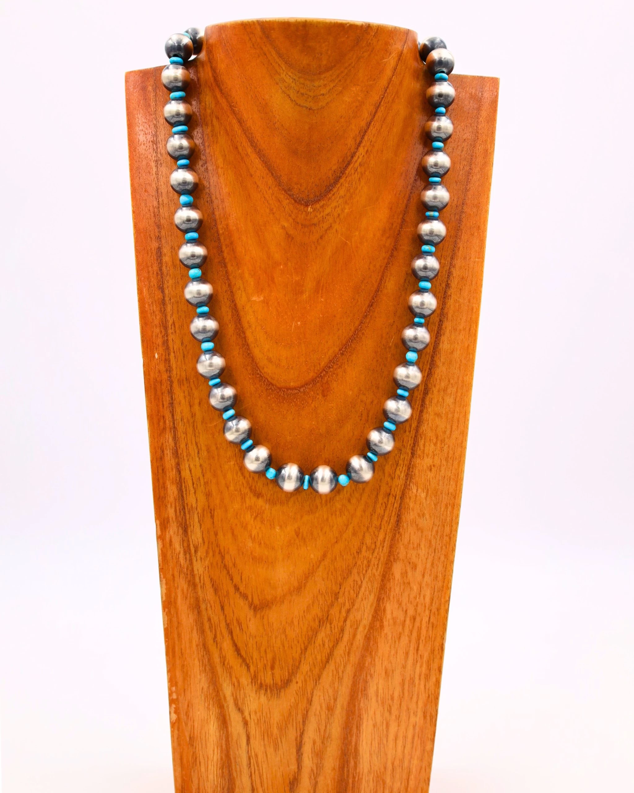 LARGE NAVAJO PEARLS AND TURQUOISE BEADS NECKLACE 4 LARGE NAVAJO PEARLS AND TURQUOISE BEADS NECKLACE - Image 2