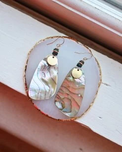 PEYOTE BIRD ABALONE SLAB DANGLE EARRING
