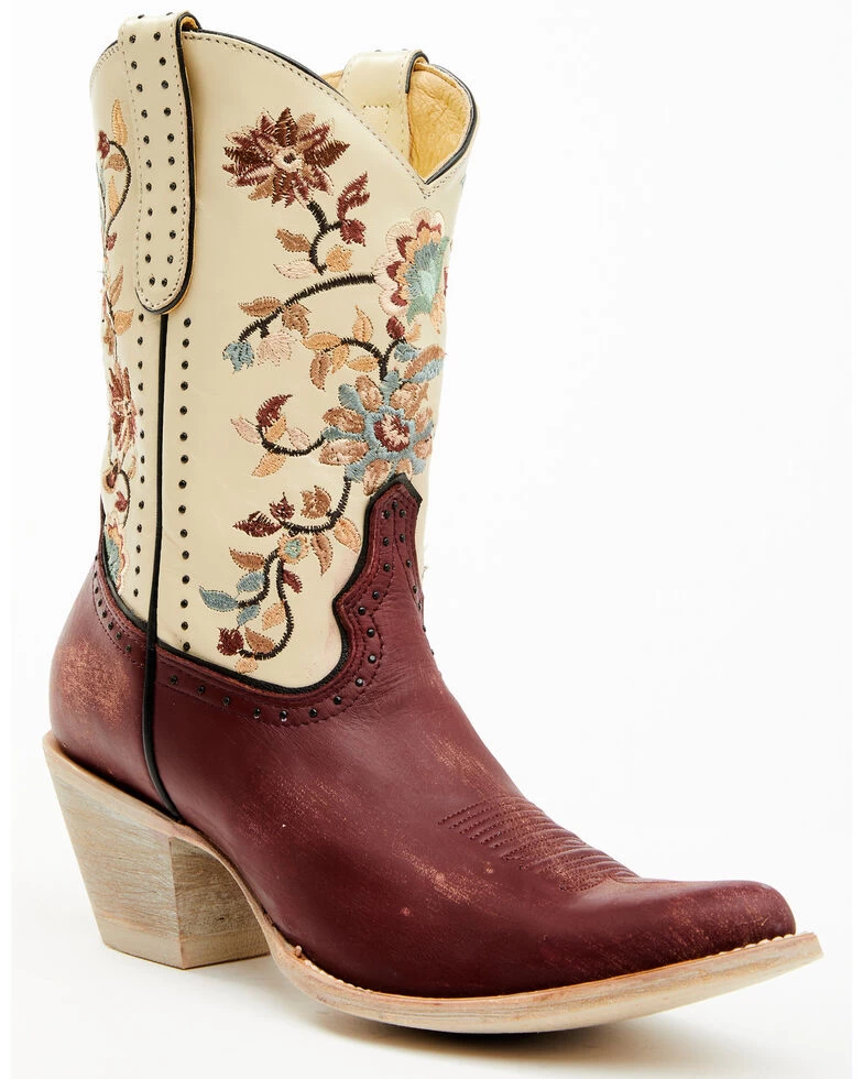 Yippee Ki Yay Women's Bruni Floral Embroidered Studded Western Leather Booties 3 Yippee Ki Yay Women's Bruni Floral Embroidered Studded Western Leather Booties