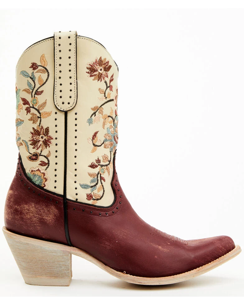 Yippee Ki Yay Women's Bruni Floral Embroidered Studded Western Leather Booties 4 Yippee Ki Yay Women's Bruni Floral Embroidered Studded Western Leather Booties - Image 2