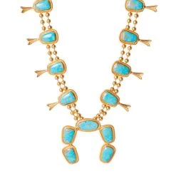 CHRISTINA GREENE SQUASH BLOSSOM TURQUOISE NECKLACE