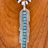 RICHARD SCHMIDT FEATHER WITH TURQUOISE DOTS PENDANT -Western Fashion 226 8aeb00db 9182 4dca 88ba 6e1c7e7b79e4