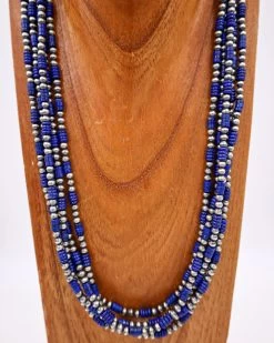 26-28" 5 STRAND LAPIS & NAVAJO PEARL NECKLACE -Western Fashion 277