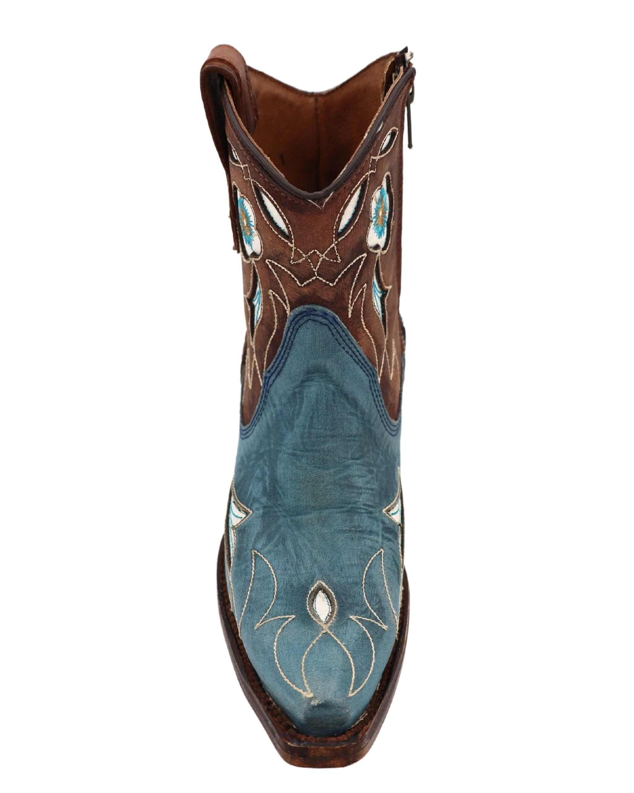 Corral Boots CIRCLE G BY CORRAL WOMEN'S BLUE AND BROWN FLORAL INLAY BOOT 8 Corral Boots CIRCLE G BY CORRAL WOMEN'S BLUE AND BROWN FLORAL INLAY BOOT - Image 6