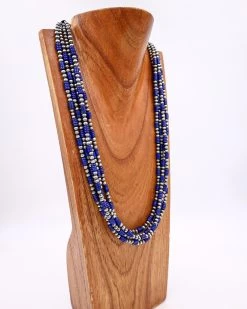 26-28" 5 STRAND LAPIS & NAVAJO PEARL NECKLACE -Western Fashion 278