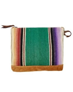 TOTEM SALVAGED ZIP SERAPE LEATHER APPLIQUE POUCH -Western Fashion 33 e0cc1e73 33f5 4be6 8e55 8b48ab45334f