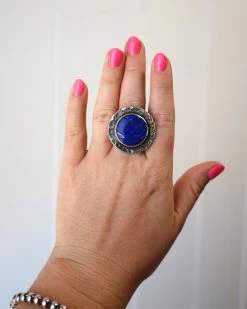 RICHARD SCHMIDT ROUND LAPIS BASE STAMPING RING- SIZE 7.5