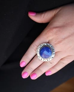 RICHARD SCHMIDT ROUND LAPIS BASE STAMPING RING- SIZE 7.5 -Western Fashion 47 8a4ecdf7 6dfc 4690 bf20 7df7eb9bf0f1