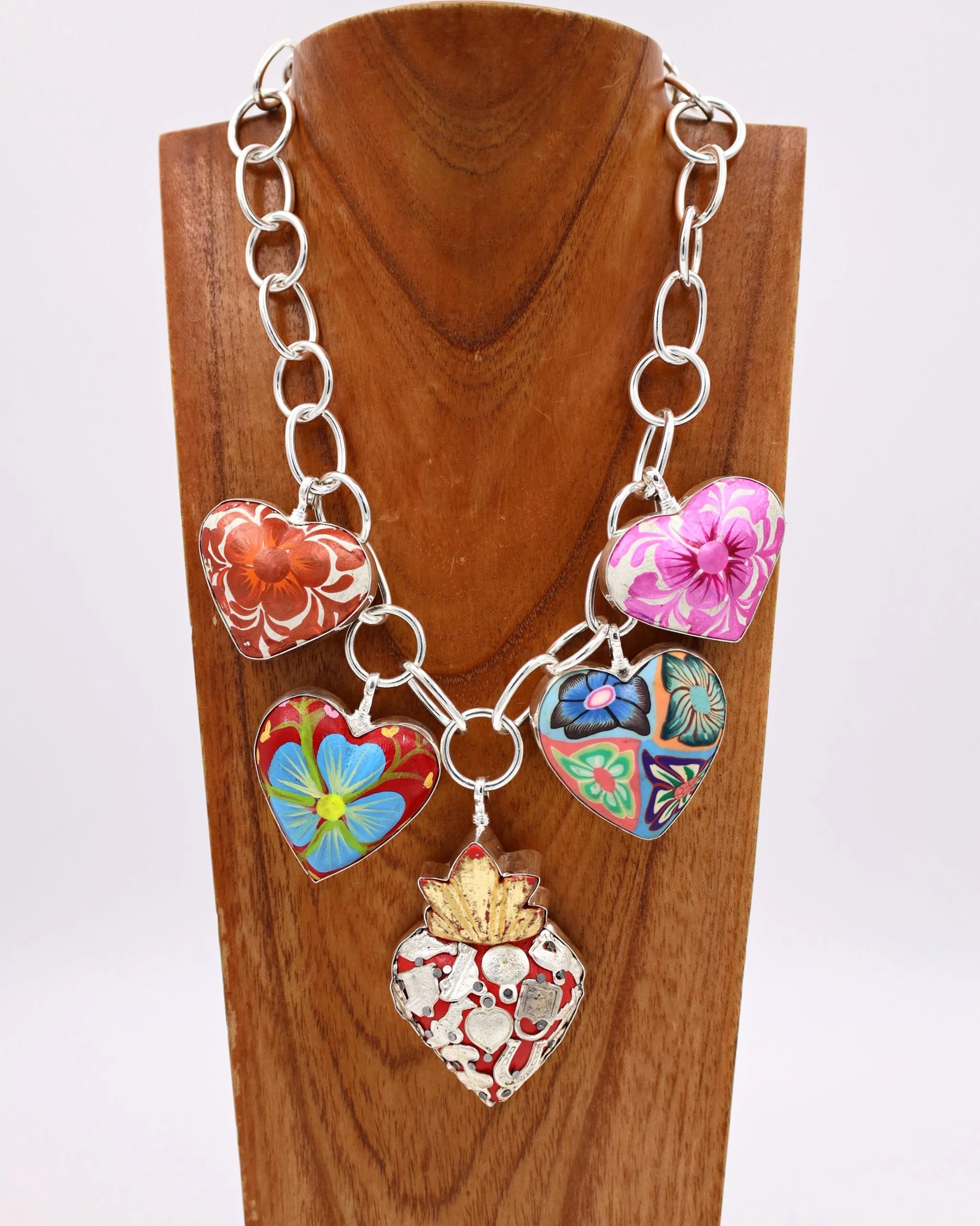 COREEN CORDOVA RED HEART WITH BLUE FLOWER PENDANT 5 COREEN CORDOVA RED HEART WITH BLUE FLOWER PENDANT - Image 3