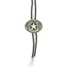 TEXAS SEAL SILVER AND BLACK BOLO TIE