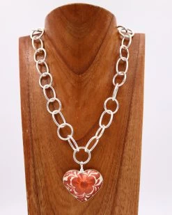 COREEN CORDOVA WHITE HEART ORANGE FLOWER PENDANT -Western Fashion 59 6bc15477 ce52 4c44 95c2 af2300ce7d90