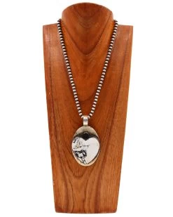 RICHARD SCHMIDT WHITE BUFFALO HEART WITH ONYX DOT PENDANT