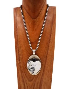 RICHARD SCHMIDT WHITE BUFFALO HEART WITH ONYX DOT PENDANT -Western Fashion 76 fba281ac 9a2c 465c ad67 3c7357a8a9fd