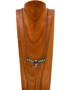 LONGHORN WITH TURQUOISE HORNS NECKLACE