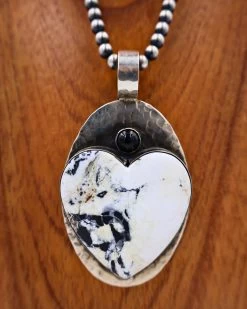 RICHARD SCHMIDT WHITE BUFFALO HEART WITH ONYX DOT PENDANT -Western Fashion 78 2c286b36 da7a 4ee7 a0f2 3df502a4dedc