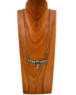 LONGHORN WITH TURQUOISE HORNS NECKLACE -Western Fashion 79 7d3e7cf7 1e28 4d34 ae1a 41614061ac7a