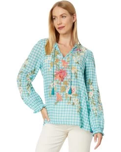 JOHNNY WAS Nalina Ruffle Scarf Back Blouse