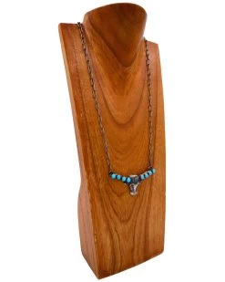 LONGHORN WITH TURQUOISE HORNS NECKLACE -Western Fashion 81 3197d583 dd69 4291 8cbb e652b1a0aadd