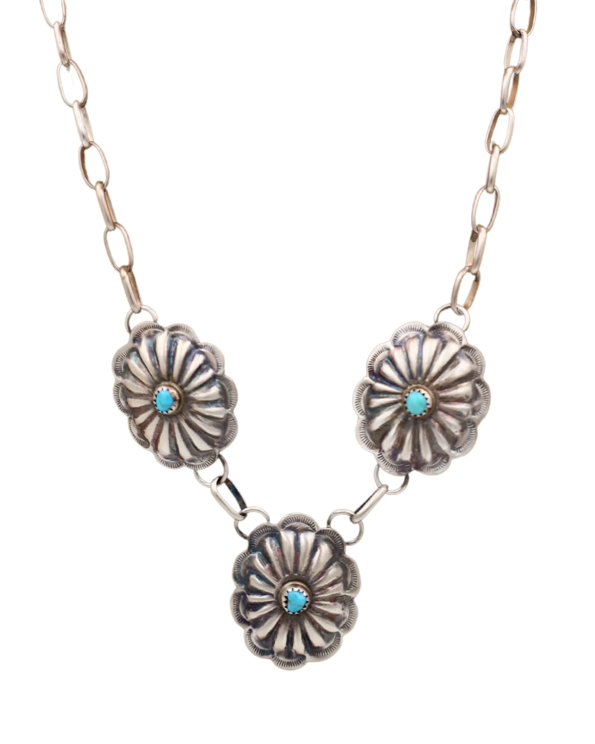 Turquoise Dot Oval Concho Necklace And Earring Set 6 Turquoise Dot Oval Concho Necklace And Earring Set - Image 4