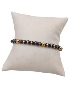 RICHARD SCHMIDT NAVAJO PEARL 5MM GOLD FILLED BEAD STRETCHY BRACELET