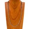RICHARD SCHMIDT 24" NAVAJO PEARL AND GOLF FILLED 4MM BEAD NECKLACE