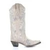 Corral Boots CORRAL WOMEN'S WHITE FLORAL EMBROIDERY AND RHINESTONE BOOTS -Western Fashion A3521A