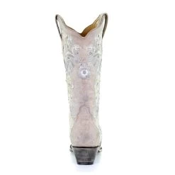 Corral Boots CORRAL WOMEN'S WHITE FLORAL EMBROIDERY AND RHINESTONE BOOTS -Western Fashion A3521C