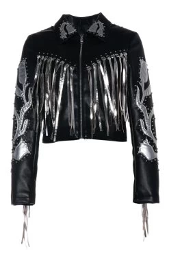 AZALEA WANG RIDE-EM SILVER FRINGE WESTERN JACKET