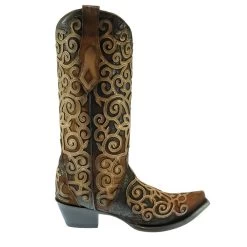 Corral Boots CORRAL WOMEN'S CHOCOLATE LAMB OVERLAY AND EMBROIDERY BOOT