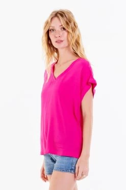 DEAR JOHN CAMILA DROP SHOULDER TOP BEET ROOT