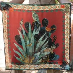 BAJA BACKCOUNTRY 26X26 SCARF BY DOLAN GEIMAN -Western Fashion FringeScarves Backcountry Red DolanGeiman scarves cactus wildrags 10 590x 1