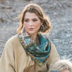 LADY OF GUADALUPE 35X35 SCARF BY DOLAN GEIMAN -Western Fashion FringeScarves DolanGeiman LadyGuadelupe Scarf wildrag turquoise 4 1000x 6b285cc3 d227 460e 92ad 0ce9209b35b7