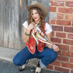 STAR OF THE WEST 26X26 SCARF -Western Fashion FringeScarves Starofthewest white wildrag silkscarf. 1 720x 49effac9 c671 4890 a804 39314ca8a7dd