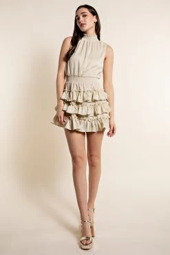 GLAM SLEEVELESS SMOCKING NECK DRESS -Western Fashion GD5769 6t