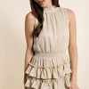 GLAM SLEEVELESS SMOCKING NECK DRESS -Western Fashion GD5769 aj