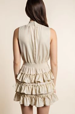 GLAM SLEEVELESS SMOCKING NECK DRESS -Western Fashion GD5769 t6