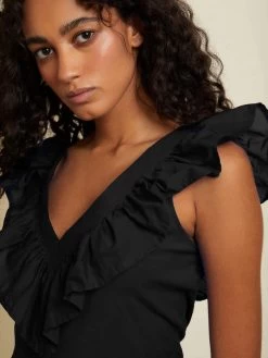 NATION GOLDA CONTRAST RUFFLE TANK -Western Fashion GOLDA TANK 3149RS JBLK 3 600x bddfdd93 1260 42e5 ad83 e88a5c5222ca