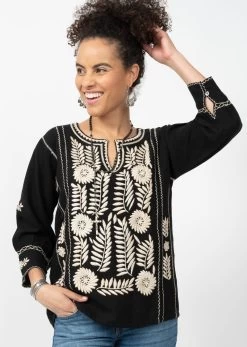 LONGSLEEVE EMBROIDERED BLOUSE 12 LONGSLEEVE EMBROIDERED BLOUSE -Western Fashion Gloria Black 1